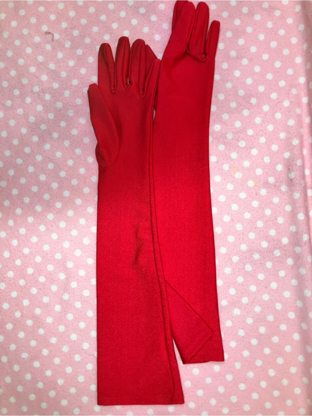 Red Long Evening Gloves - Women OS